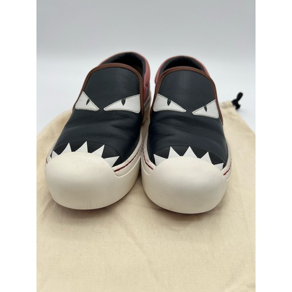 Fendi Pink Leather Monster Bug Slip on Sneakers w/ Dustbag sz 35 - Picture 6 of 9